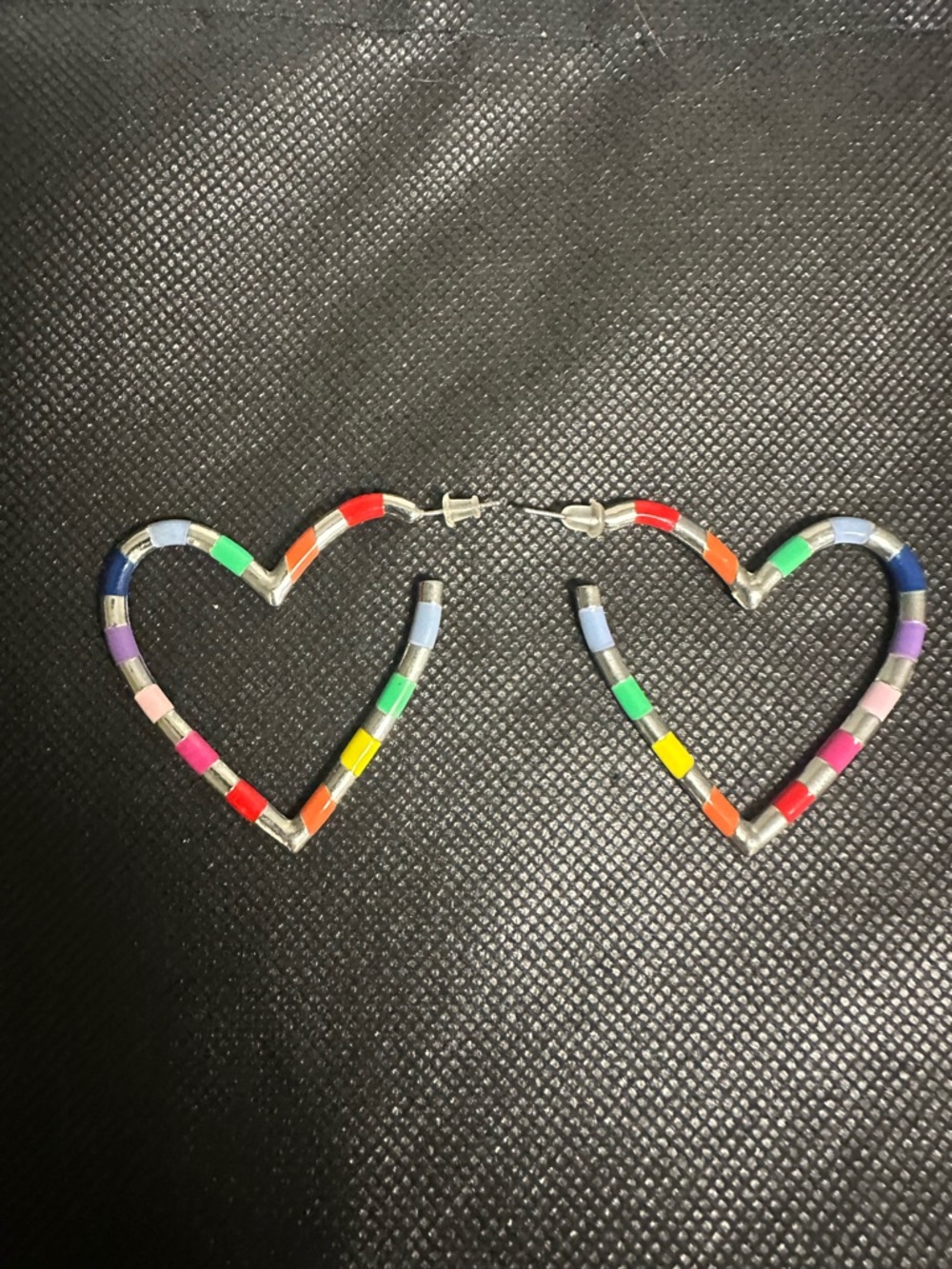 Colorful Multicolor Heart Hoop Earrings